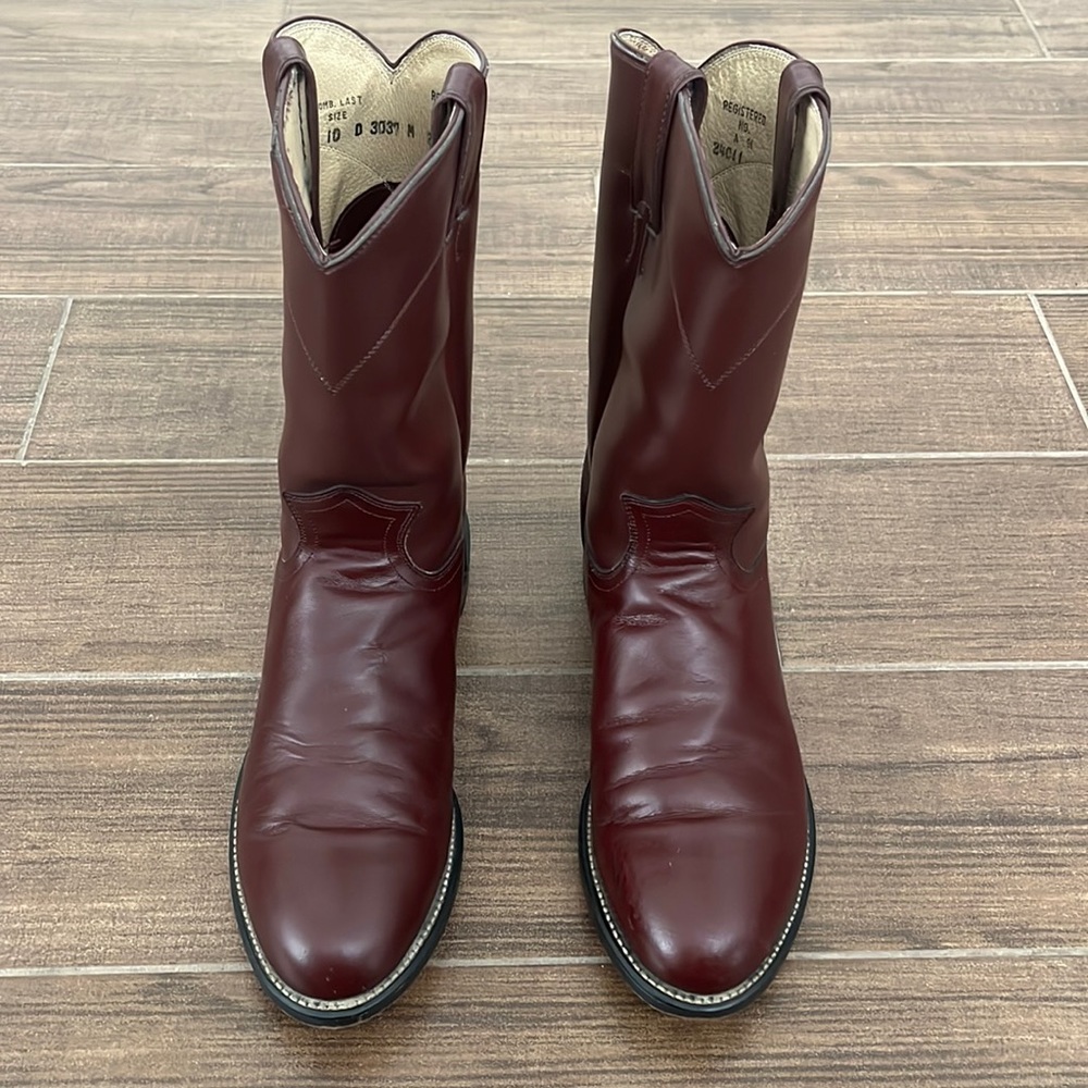 Diamond J Men's Leather Western Cowboy Burgundy Boots Size 10 D Normal wear